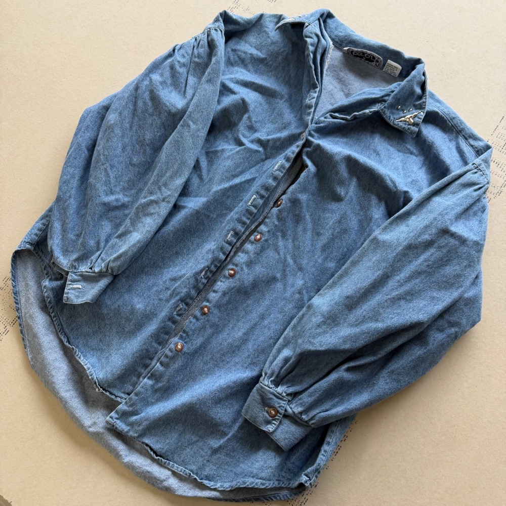 Vintage 90s Bonjour Denim Button Up Shirt